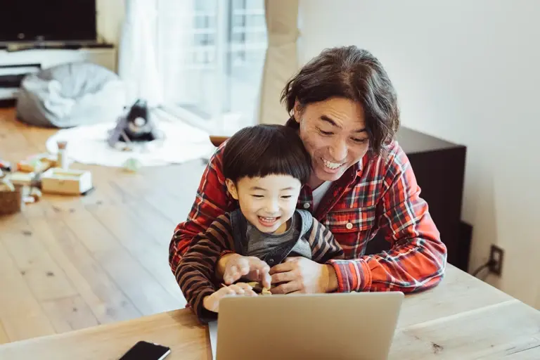 Family using a computer safely